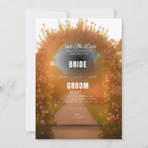 Fond de carte d'invitation de mariage à arche flor