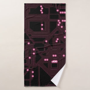 fond de circuit de micro-puce rose, 3d, ab