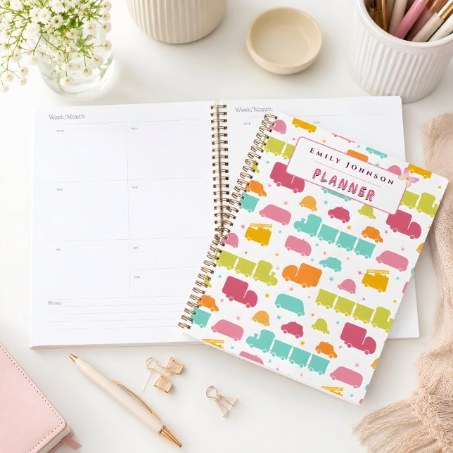 Fond de couleur mignonne pour enfants avec nom per (Cute Colorful Kids Background Custom Name Planner. )