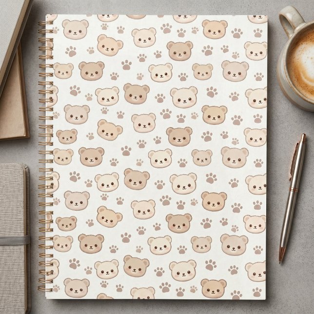 Fond de couverture de cahier motif ours en peluche (Créateur téléchargé)