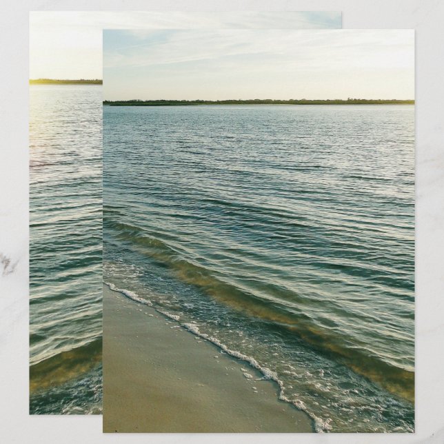 Fond de papier scrapbook de plage au coucher du so (Devant / Derrière)