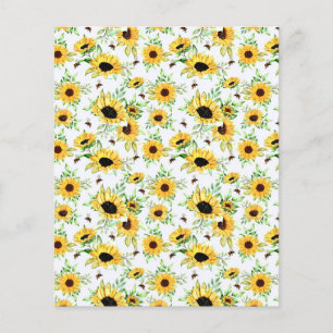 Fond de scrapbook de tournesols et d'abeilles
