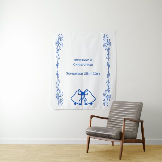 Fond de tapisserie de mariage Bells Bleu Saphir (En situation)