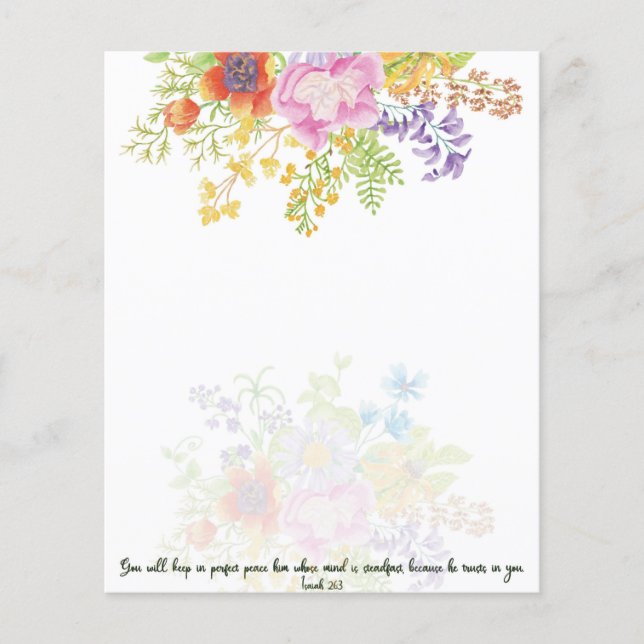 Fond floral aquarelle de paix parfaite (Devant)