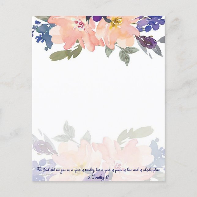 Fond floral aquarelle rose Esprit de Puissance (Devant)