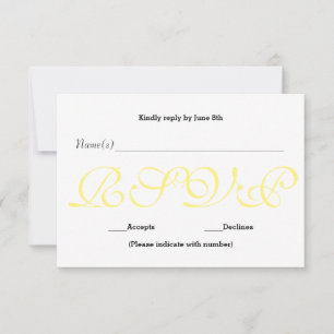 Fond jaune - Carte de réponse de réception RSVP