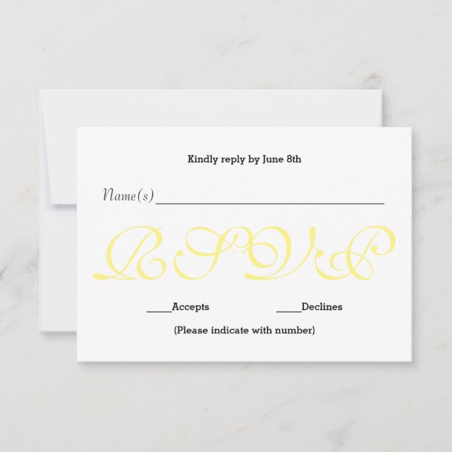 Fond Jaune - Carte de réponse de réception RSVP (Devant)