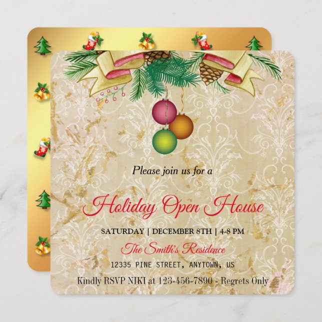 Fond or ancien, carte de vacances de magie de Noël (Devant / Derrière)