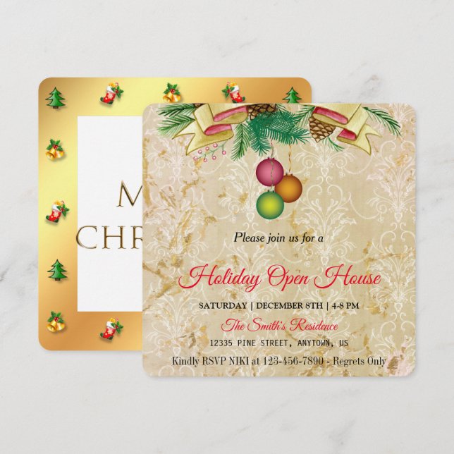 Fond or ancien, carte de vœux de Noël magie de Noë (Devant / Derrière)