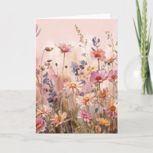 Fond rose poudré avec carte vierge de fleurs sauva