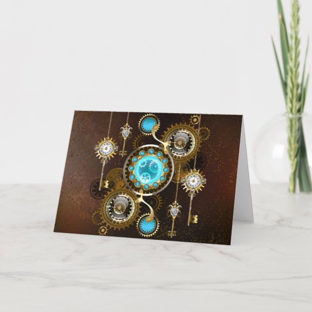 Fond rouillé Steampunk avec verres turquoise (Devant)