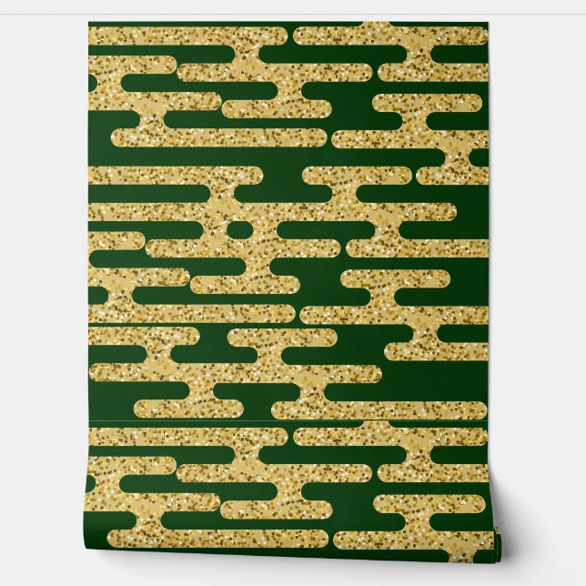 Fond Vert Motif Doré Papier Peint Simple (Déroulement)