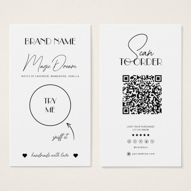 Fondants, Carte d'Odeur de Bougie, Insert d'Échant (Devant & derrière)