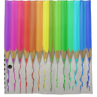 Fondre crayons arc-en-ciel rideau de douche