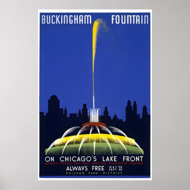 Fontaine Buckingham - Affiche de voyage à Chicago (Devant)