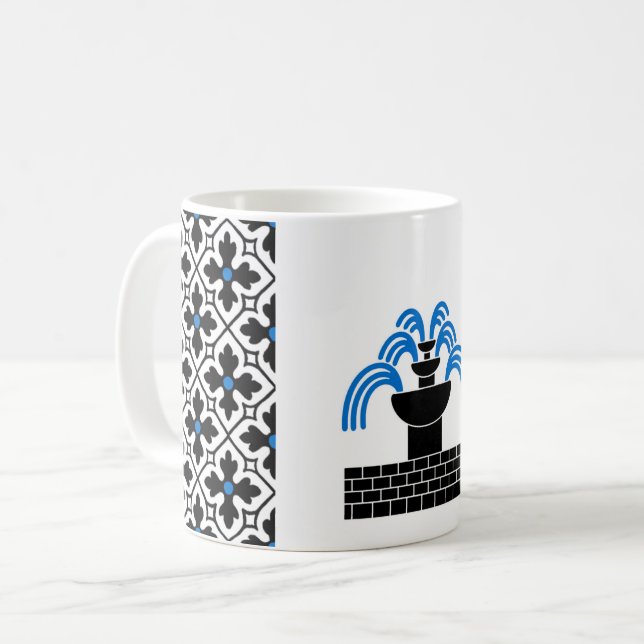 Fontaine dans Sable Populace Badge Café Mug (Devant gauche)