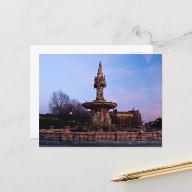 Fontaine de Doulton, carte postale de Glasgow (Devant/Arrière en situation)