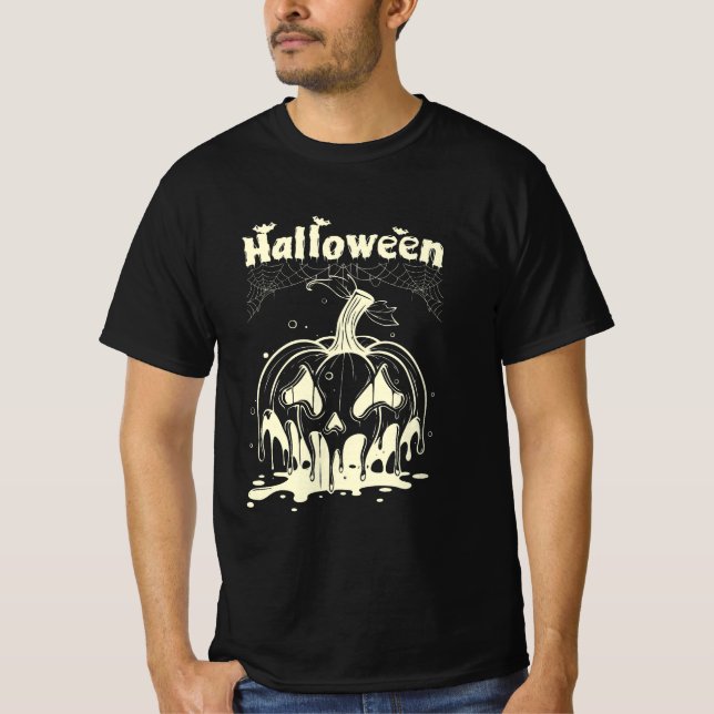 Fonte Citrouille Halloween T-Shirt Design (Devant)