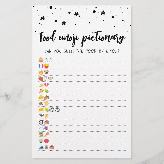 Food Emoji Pictionary jeu Quiz avec réponses (Devant)