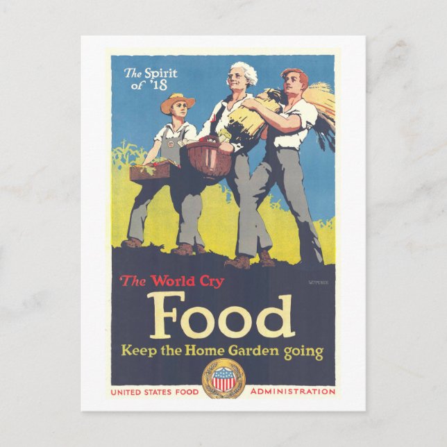 "Food : Keep Home Garden Go" Carte postale WWI (Devant)