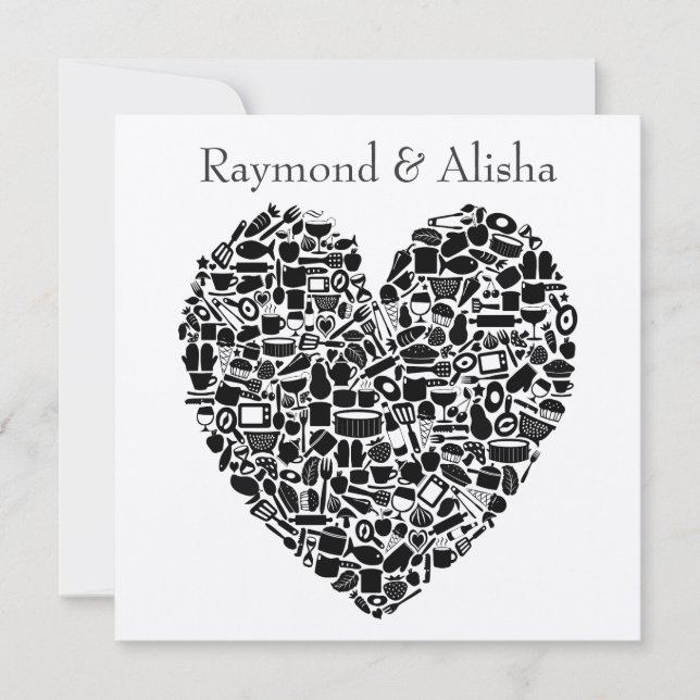 Foodies modernes Silver Custom Wedding Invitation (Devant)