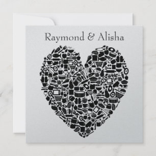 Foodies modernes Silver Custom Wedding Invitation