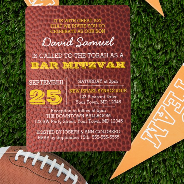 Footbal Gold Bar Mitzvah Invitation (Créateur téléchargé)
