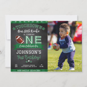 Football 1er Anniversaire Photo Invitation Black