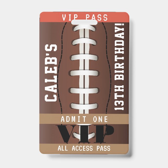 Football Anniversaire de fête VIP Pass Badge (Avant)