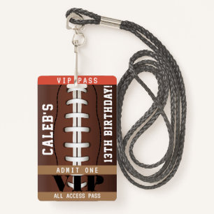 Football Anniversaire de fête VIP Pass Badge