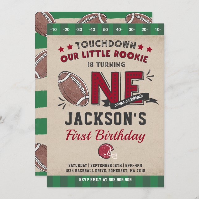 Football Anniversaire Invitation Football 1er Anni (Devant / Derrière)