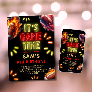 Football Anniversaire Invitation Garçons Neon Jeu
