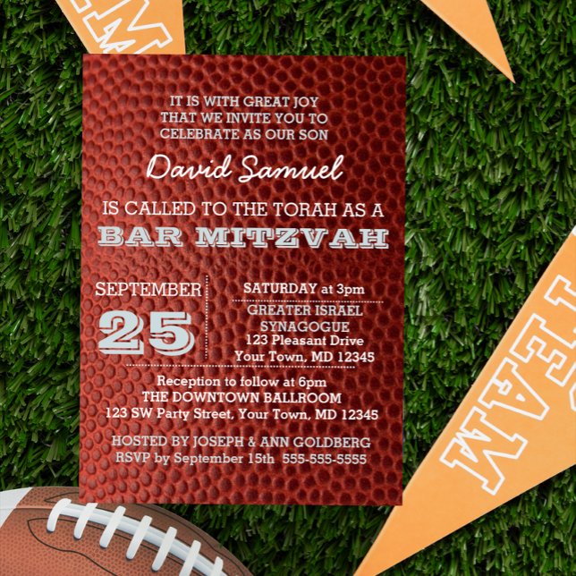 Football Argent Bar Mitzvah Invitation (Créateur téléchargé)