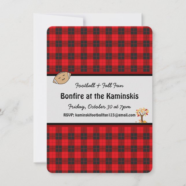 Football Automne Amusement Bonfire Invitation pers (Devant)
