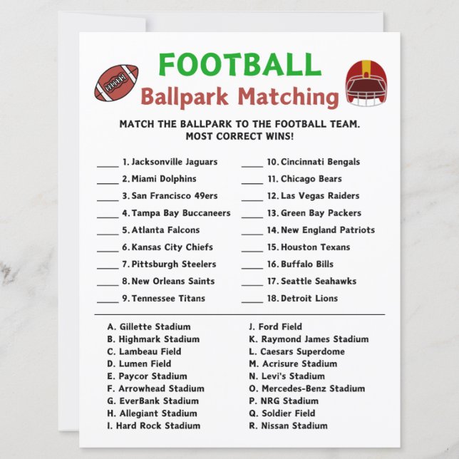 Football Ballpark Jeu correspondant (Devant)