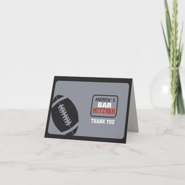 FOOTBALL Bar Mitzvah Invitation Carte de remerciem (Devant)