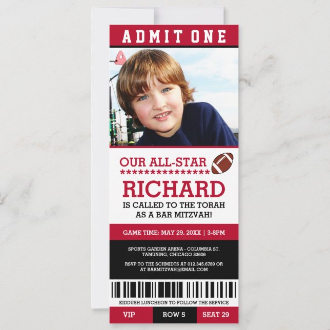 Football Bar Mitzvah Invitations (Devant)