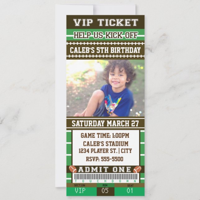 FOOTBALL Billet photo vert et marron Invitation (Devant)