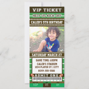 FOOTBALL Billet photo vert et marron Invitation