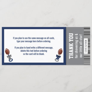 Football Billetterie Carte de remerciements, Baby 
