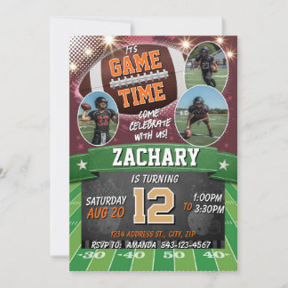 Football Birthday Invitation with photos