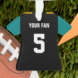 Football Black, Turquoise & Gold Jersey Ornement