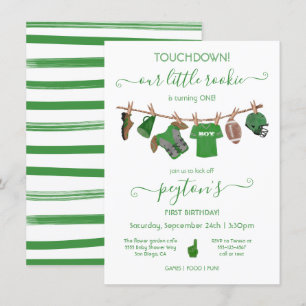 Football Clothesline Anniversaire Fête Invitation