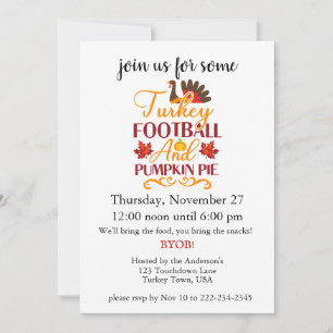 Football et Turquie Thanksgiving Invitation