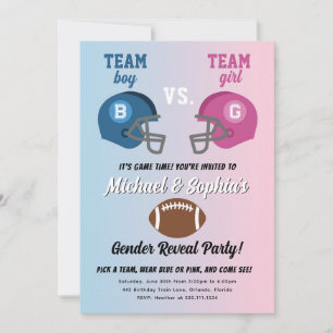 Football Genre Revela Party Invitation