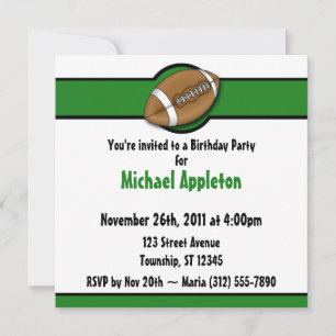 Football Green Invitations d'anniversaire