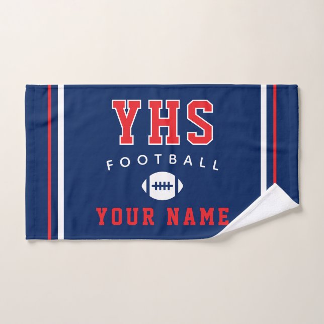 Football Icon, Custom Name & School, Team Gift (Serviette à main)