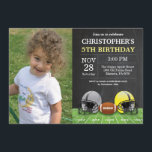 Football Invitation Anniversaire Fête Jaune<br><div class="desc">Invitation d'anniversaire de football avec photo personnalisée. Fête d'anniversaire. Invitation de fête d'anniversaire de garçon ou de fille. Football Sport Theme Birthday Bash. Jaune et Blanc. Arrière - plan de tableau de bord. 1er anniversaire. 1ère 2ème 3ème 4ème 5ème 7ème 8ème 9ème 10ème 11ème 13ème 14ème 15ème, n'importe quel âge....</div>