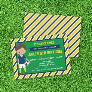Football Jaune Bleu Tan Invitation Anniversaire