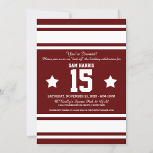 Football Jersey Burgundy Invitations du parti blan